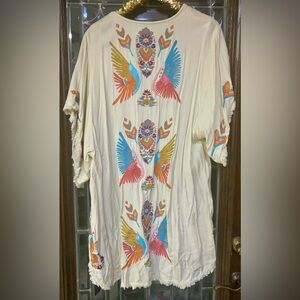 Judith March Ivory Embroidered Bird Kimono – Size Small